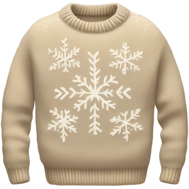 cozy knitted beige sweater with a snowflake design emoji