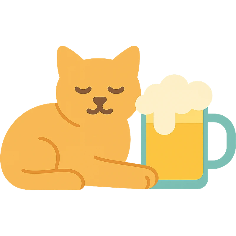 кот лежит и пьет пиво emoji