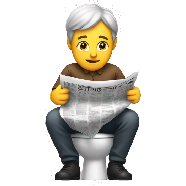 Siting on toilet reading the newspaper emoji