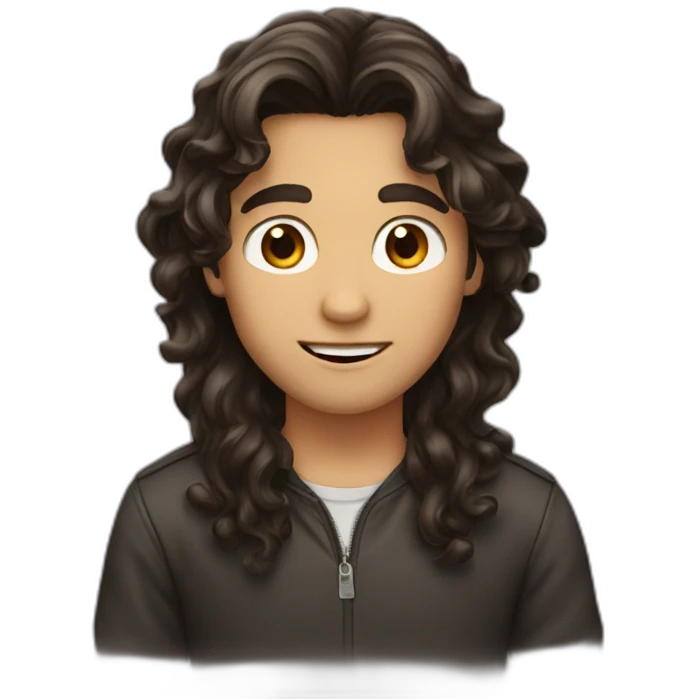 boy with long dark brown wavy hair emoji