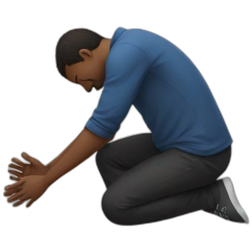 man prostrates himself asking for help emoji