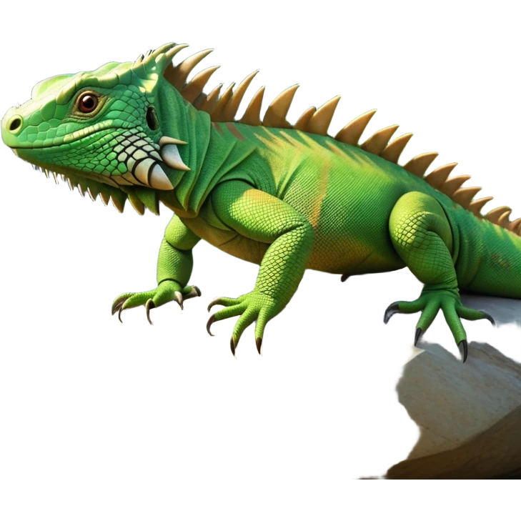 cinematic-iguana-realistic-full-body-basking-emoji,-long-scaly-body-stretched-out-on-a-sunlit-rock,-spiny-ridge-running-down-its-back,-textured-green-and-brown-skin-dappled-with-light,-sharp-intelligent-eyes-studying-the-surroundings,-long-tail-draped-over-the-stone,-simplified-yet-realistic-focused-features,-highly-detailed,-glowing-with-a-warm-tropical-glow

 emoji