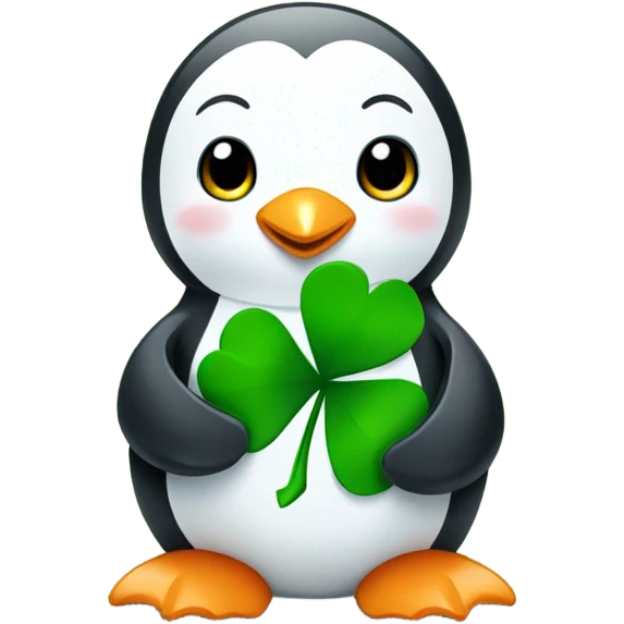 penguin with shamrock emoji