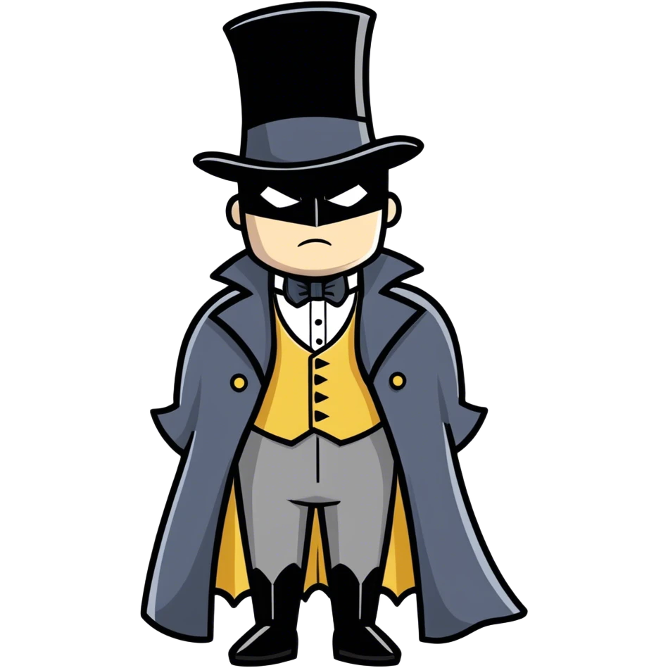 Batman wearing Victorian era clothes with top hat and coat emoji