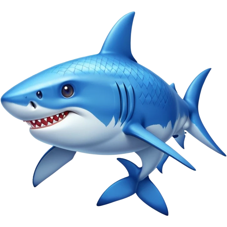 A shark wearing 3 blue shoes emoji