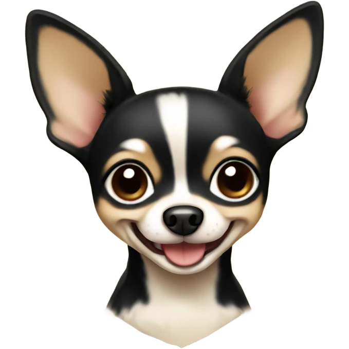 Cute Black and beige cartoon chihuahua smiling emoji