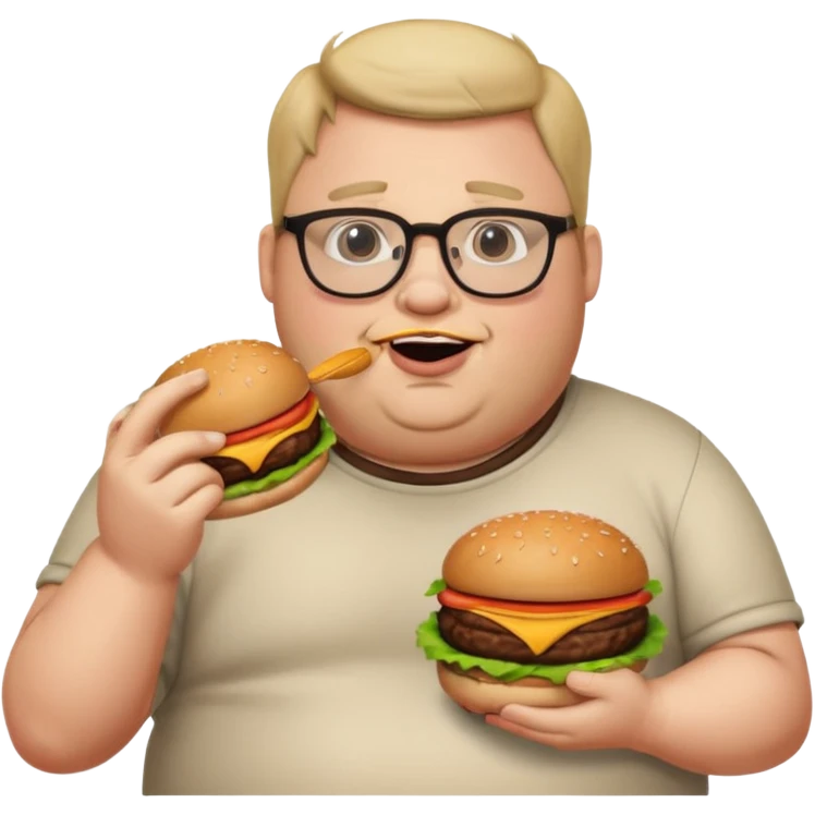 A fat guy with glasses and a burger emoji