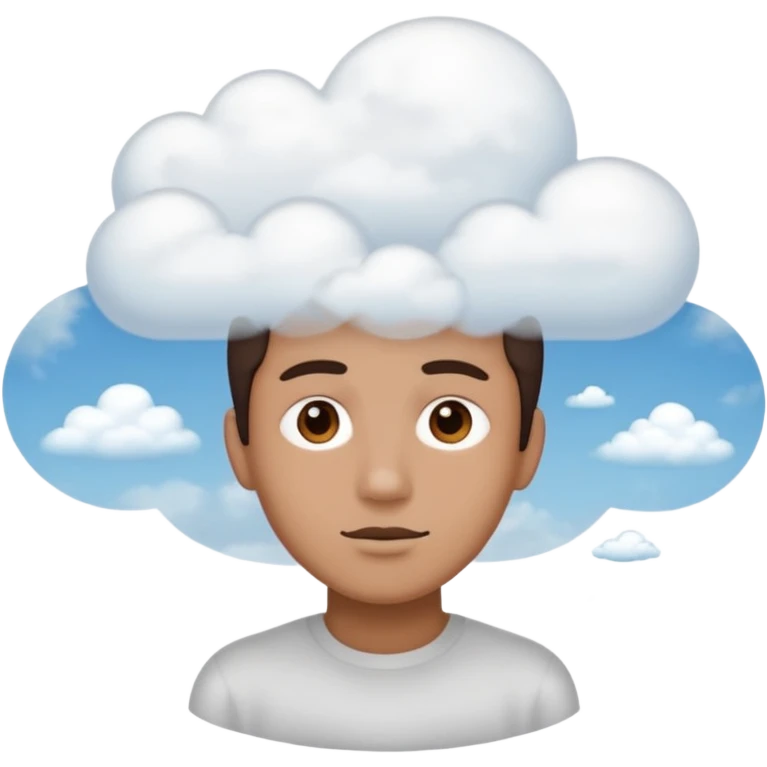 zoned out face with clouds floating around its head as if you are spaced out emoji