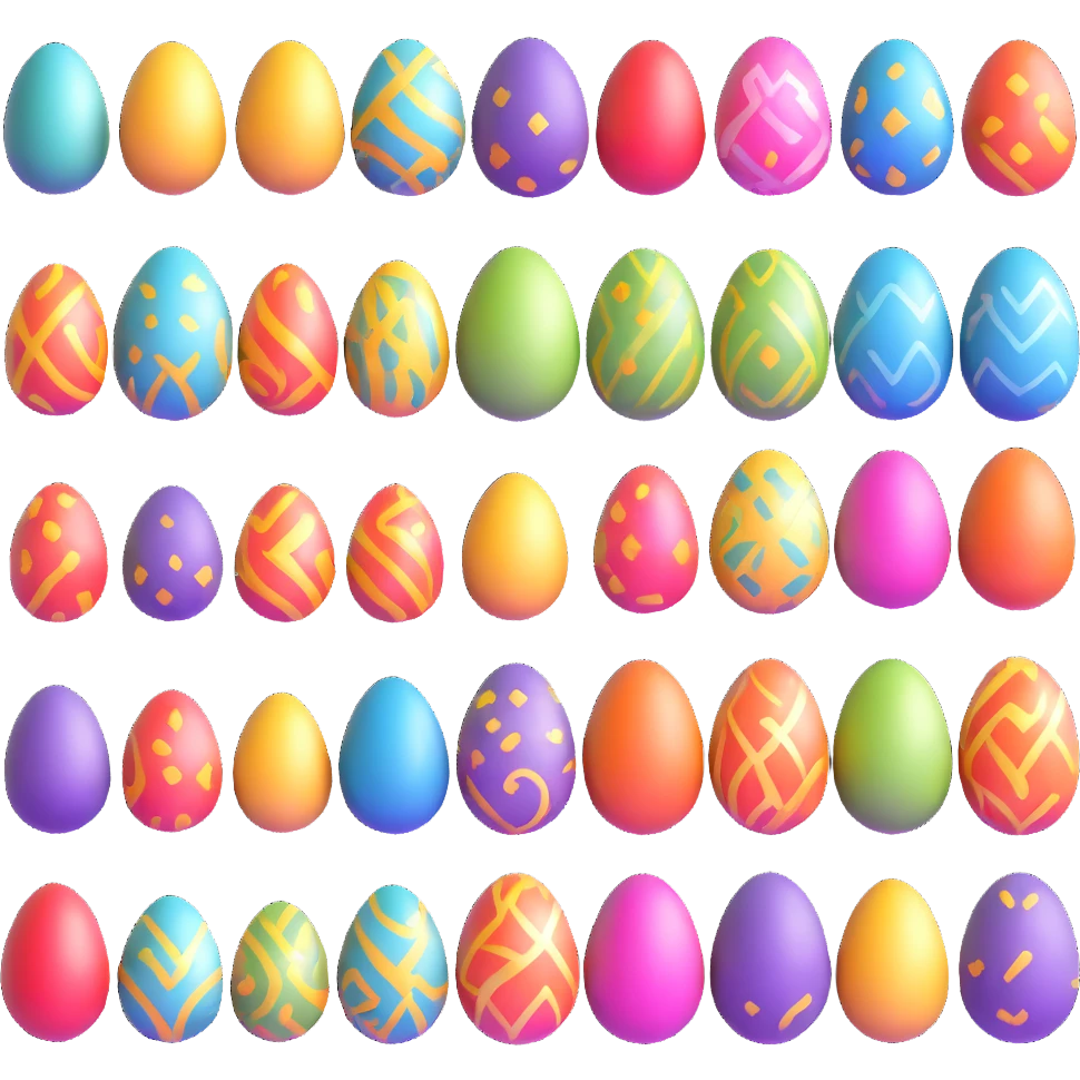 shiny Easter eggs with intricate designs emoji