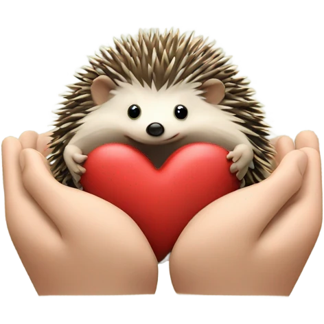 the hedgehog holds the heart emoji