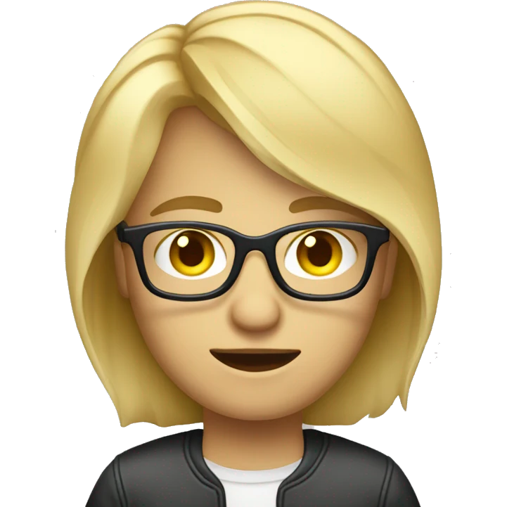 web developer, blond haired and wearing glasses emoji