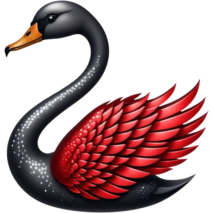 black and red shiny sparkly gothic swan emoji