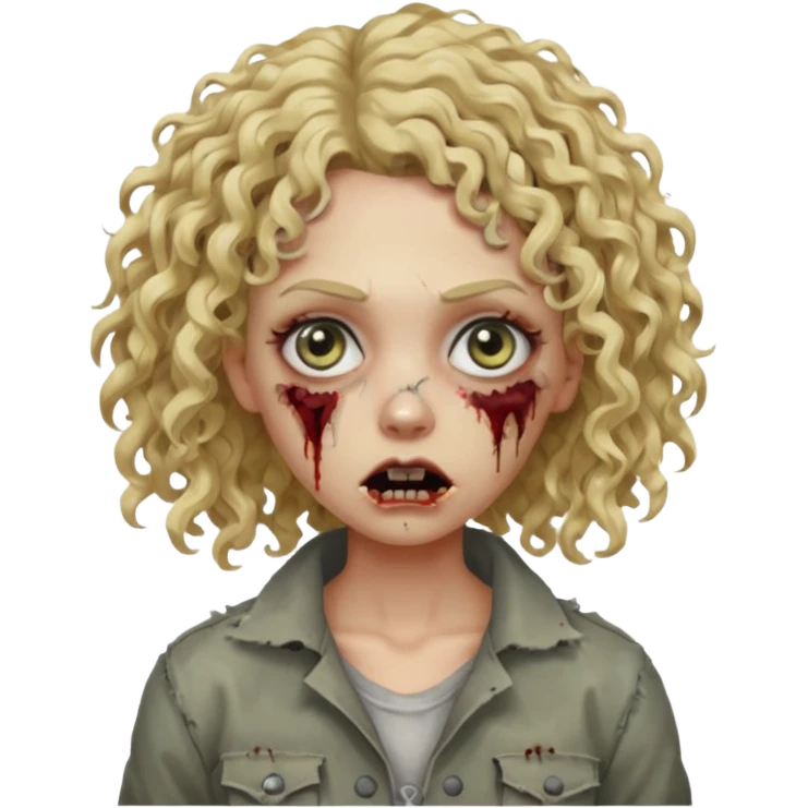 Um zumbi feminino com cabelo cacheado loiros emoji