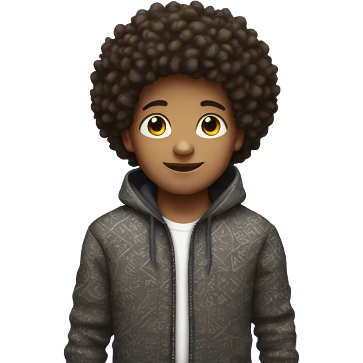 Boy with Afro and stitch hoodie emoji
