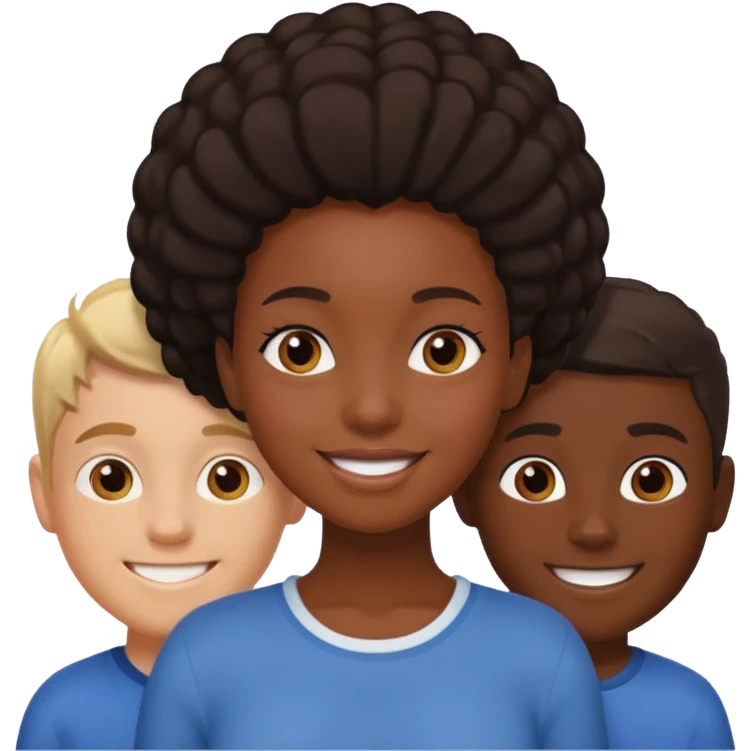 A black girl in the middle of 2 white boys emoji