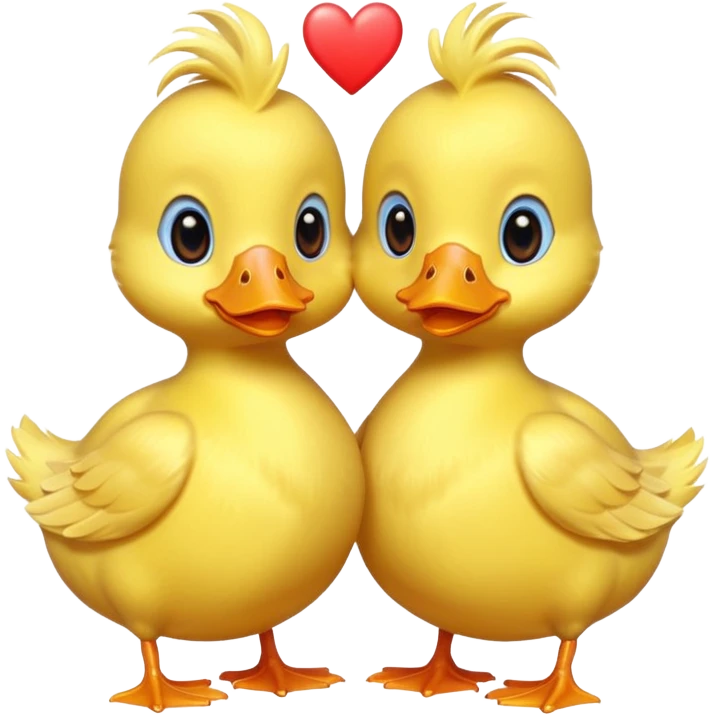 Two ducks or chicks with a heart in the middle  emoji