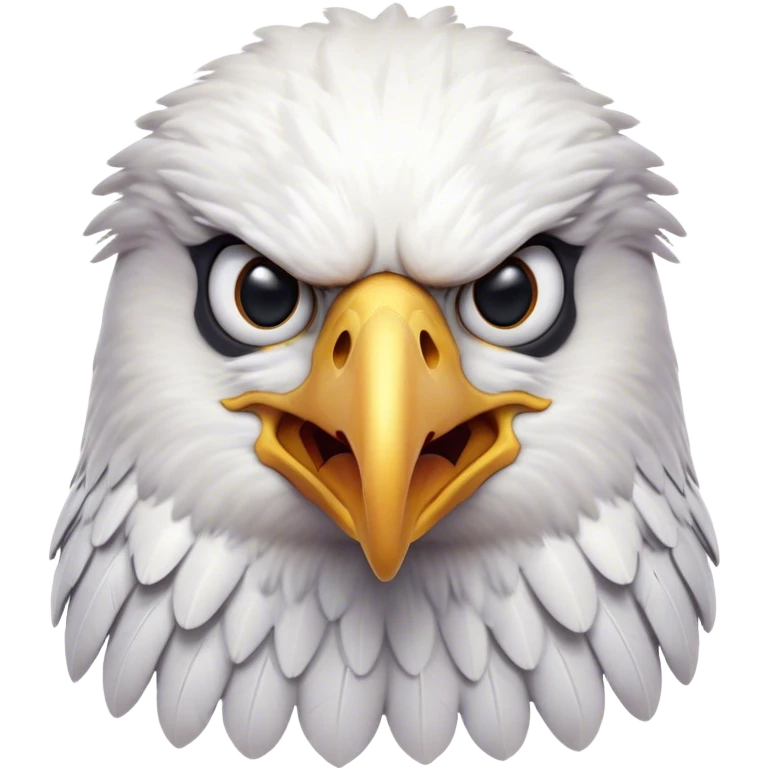 Cinematic Comical American Eagle Portrait Emoji, Head tilted dramatically with an exaggeratedly shocked expression, featuring a robust, powerful form with wide, comically expressive eyes full of playful disbelief and a mix of stark white and dark plumage, Simplified yet hilariously expressive features, highly detailed, glowing with a slightly sassy majestic glow, high shine, dramatic yet playful, stylized with an air of cheeky aerial mischief, soft glowing outline, capturing the essence of a meme-worthy American eagle that looks ready to side-eye its way into viral fame! emoji