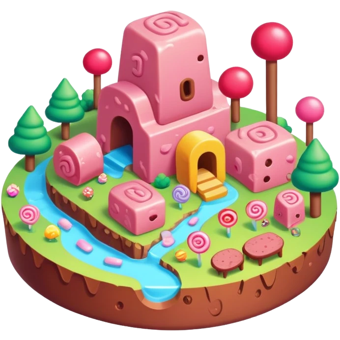 kawaii style SPAM MEAT candy land landscape  emoji