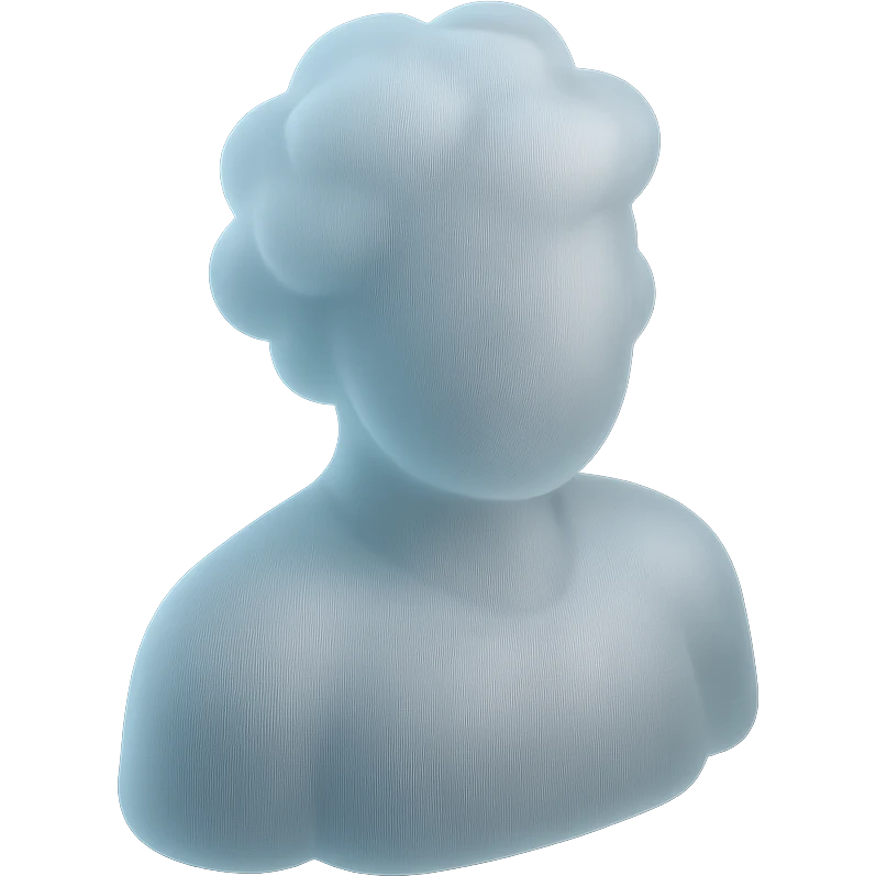 A person from the shoulders up, entirely composed of fluffy white convex clouds emoji
