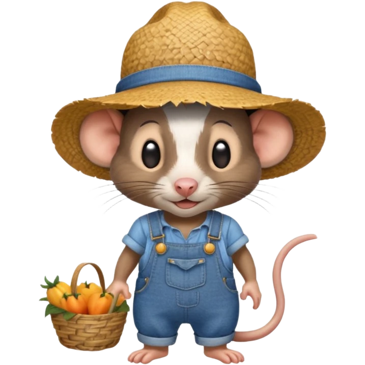 farmer rat in denim overalls with a straw hat emoji