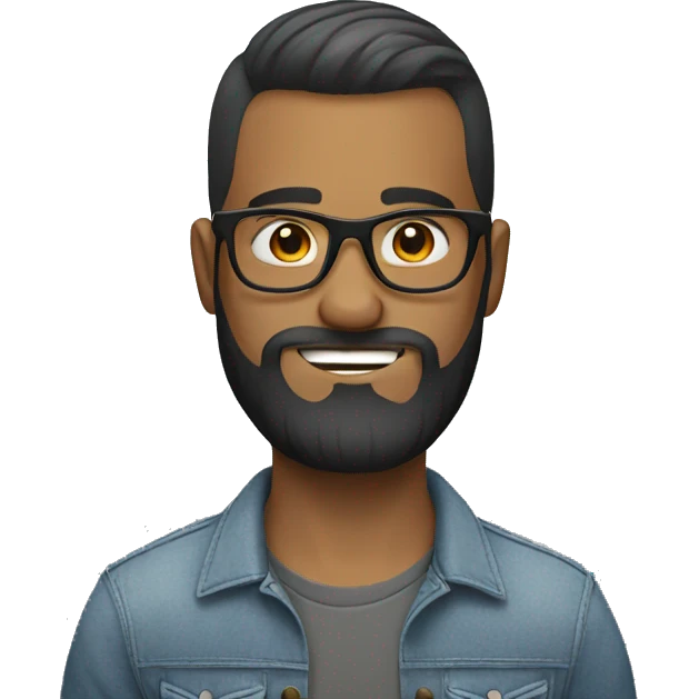 Hipster haircut man with beard and glasses  emoji