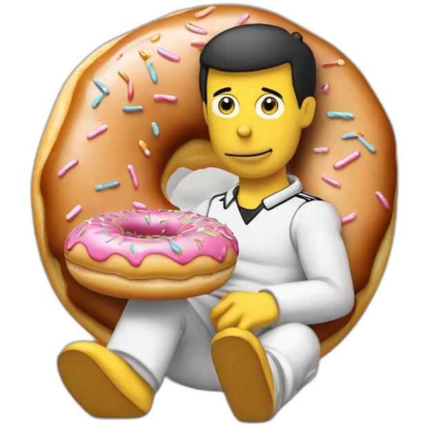Ronaldo qui mange un donut avec homer simpson emoji