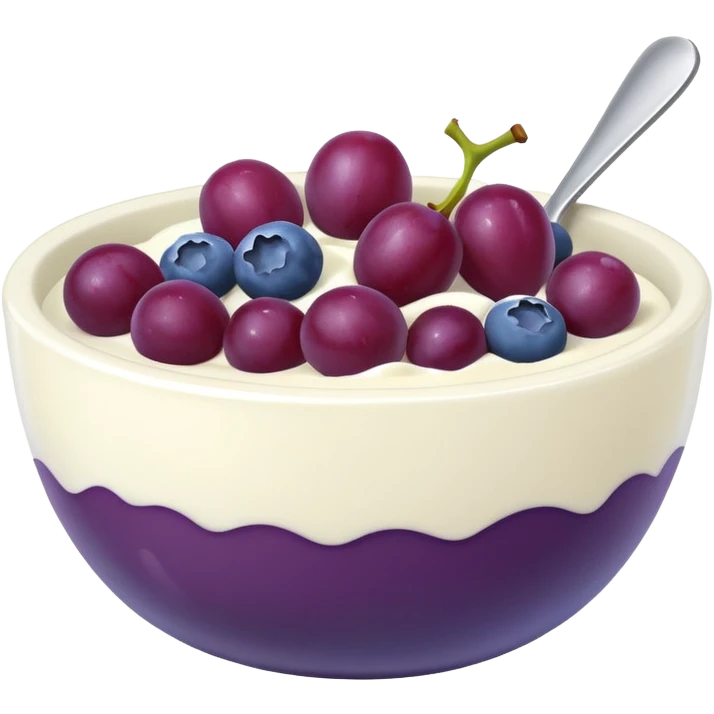yoghurt bowl with grapes and blueberries emoji