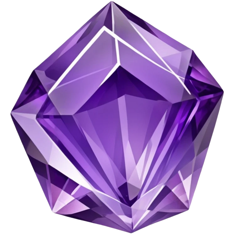 A shiny purple amethyst crystal with multiple facets emoji