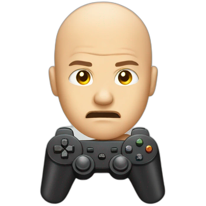 a bald man plays console and gets angry emoji