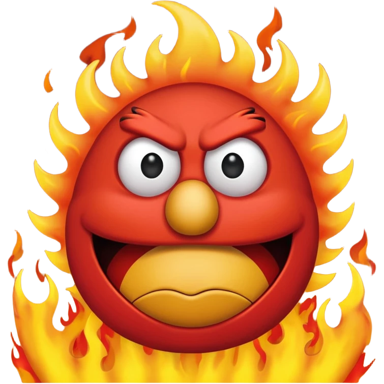Elmo angry surrounded by fire emoji