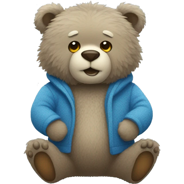 Blue fuzzy bear wearing clothes giving knuckles  emoji