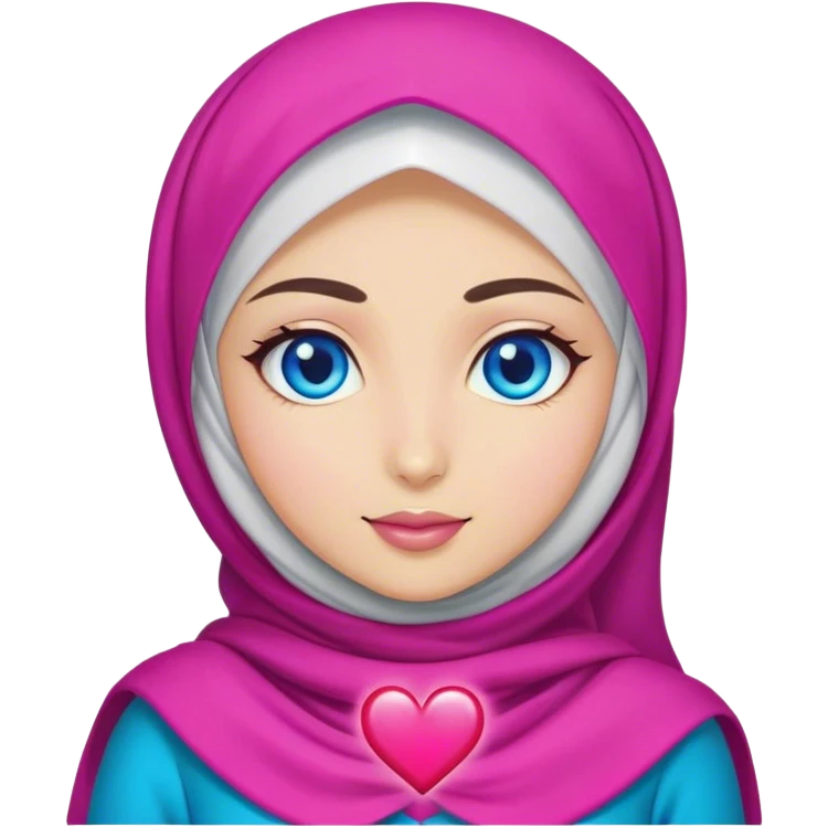 Turkish beautiful finish Konya girl blue  with hijab and fusia heart dress emoji