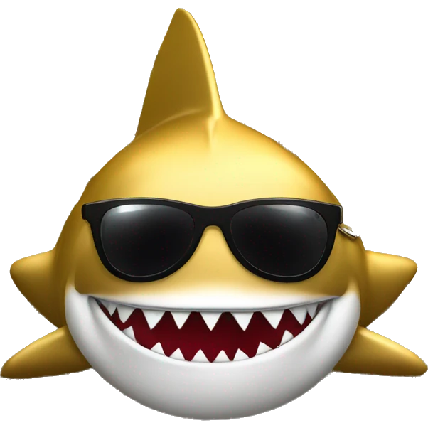 gold shark with cuban link and sunglasses surrounded by musical notes emoji