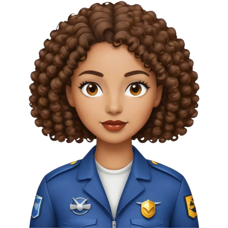 A mixed-race woman with a sleek, middle-parted, and curly hair en tenue de pilote  emoji