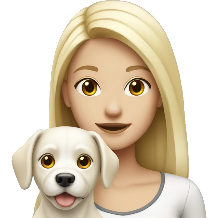 a blonde girl with a white dog emoji