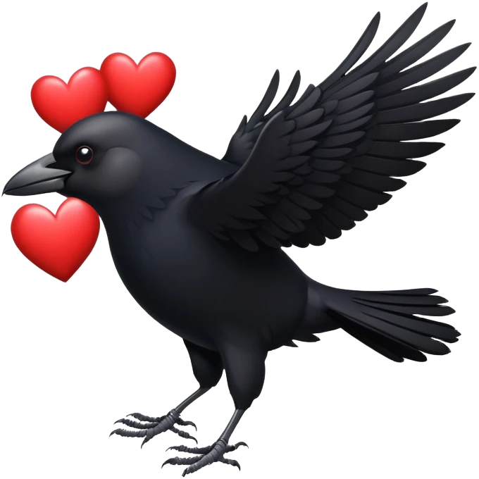 Crow with hearts emoji