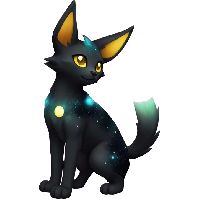 Shiny Sparkly Nebula Umbreon-Litten full body emoji