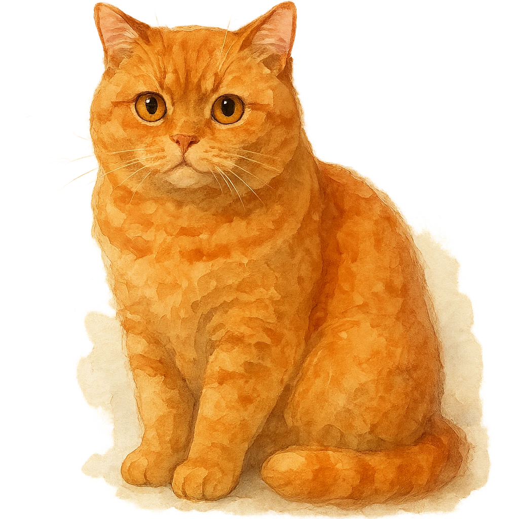 watercolor style red-haired British cat emoji