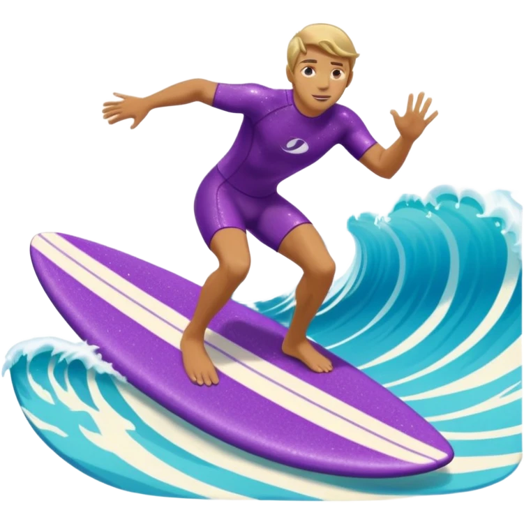 glitter surfer purple surf in wave ocean cian emoji