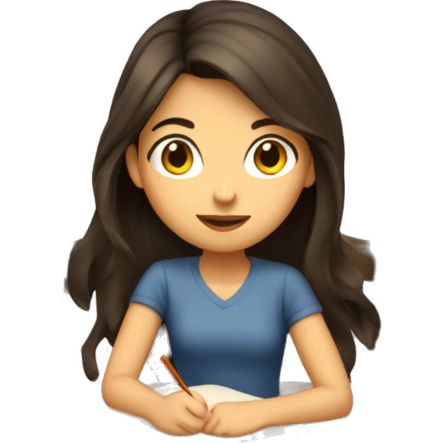 Brunette girl studying  emoji