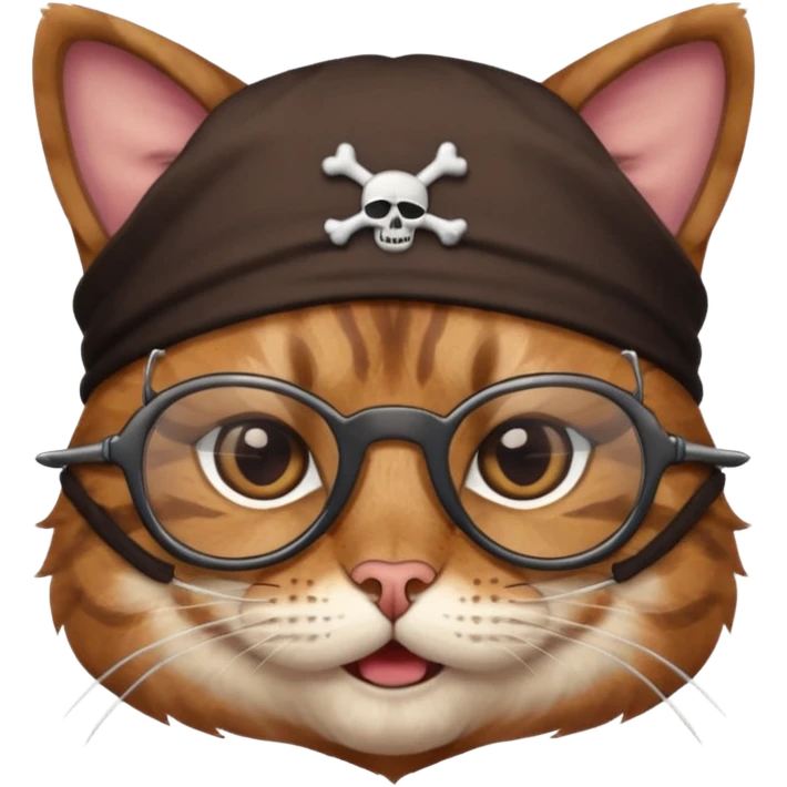 pirate cat with glasses emoji