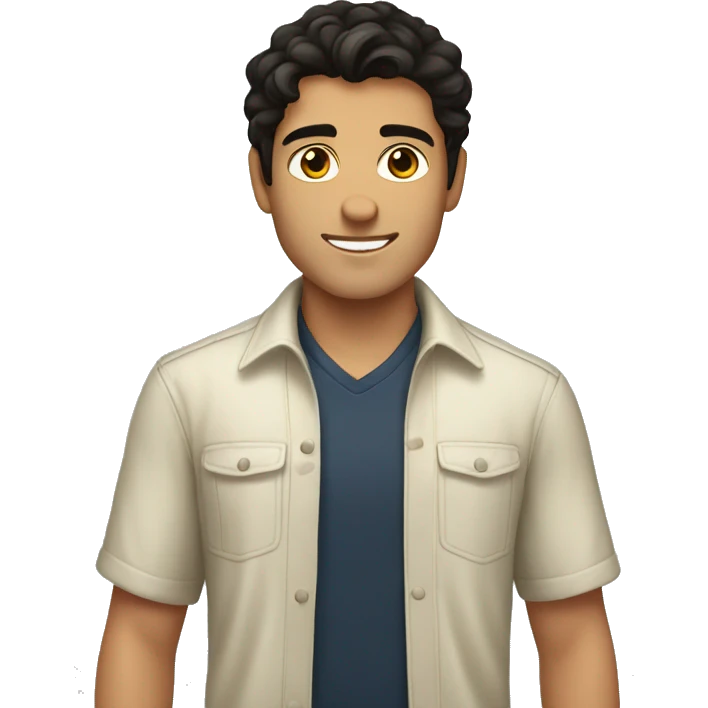 handsome boy, dark-haired, caucasian, background beach emoji