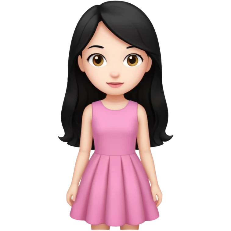 Long black hair girl wearing a dress being a girly girl  emoji
