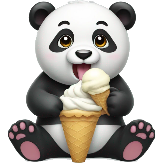 Panda eating ice cream emoji