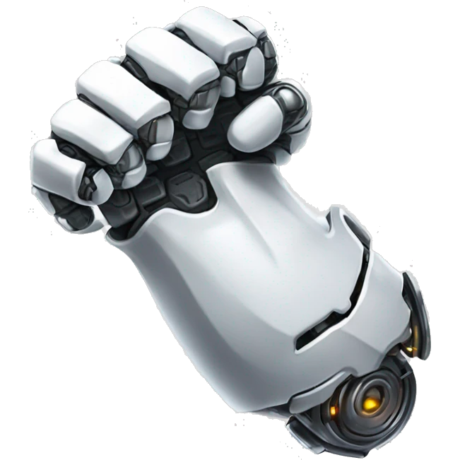 white mechanical cyborg bicep flexing emoji