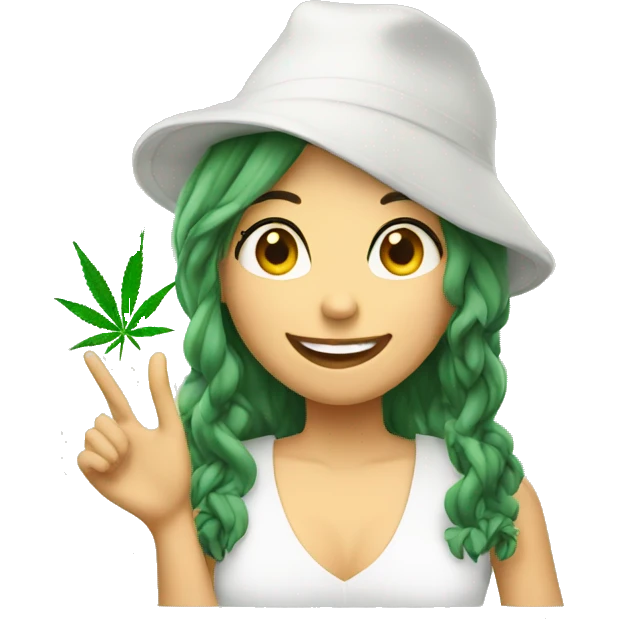 Girl smocking marijuana and saying hello emoji