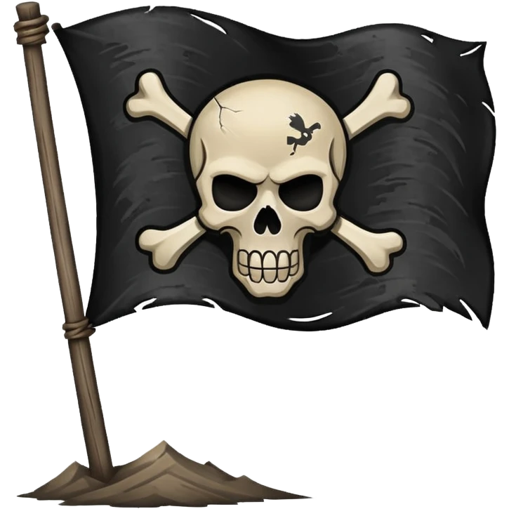 One piece black colour flag w ith skull emoji