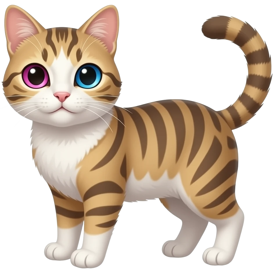 Gato com heretrocomia olho rosa e azul emoji