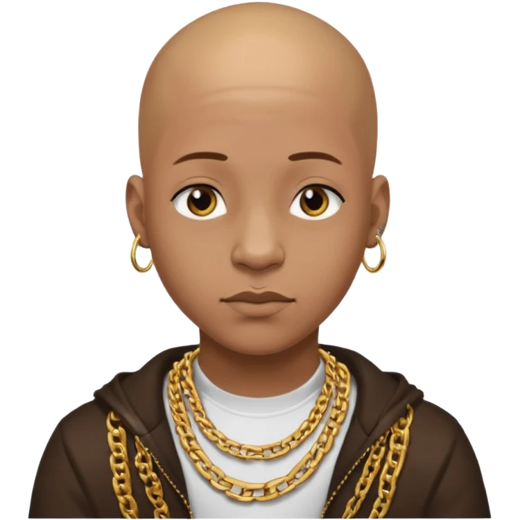 Young African rapper, bald with chain, without ear piercings/ jewelry  emoji