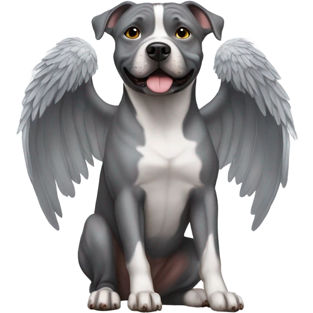 Grey staffy dog with wings emoji